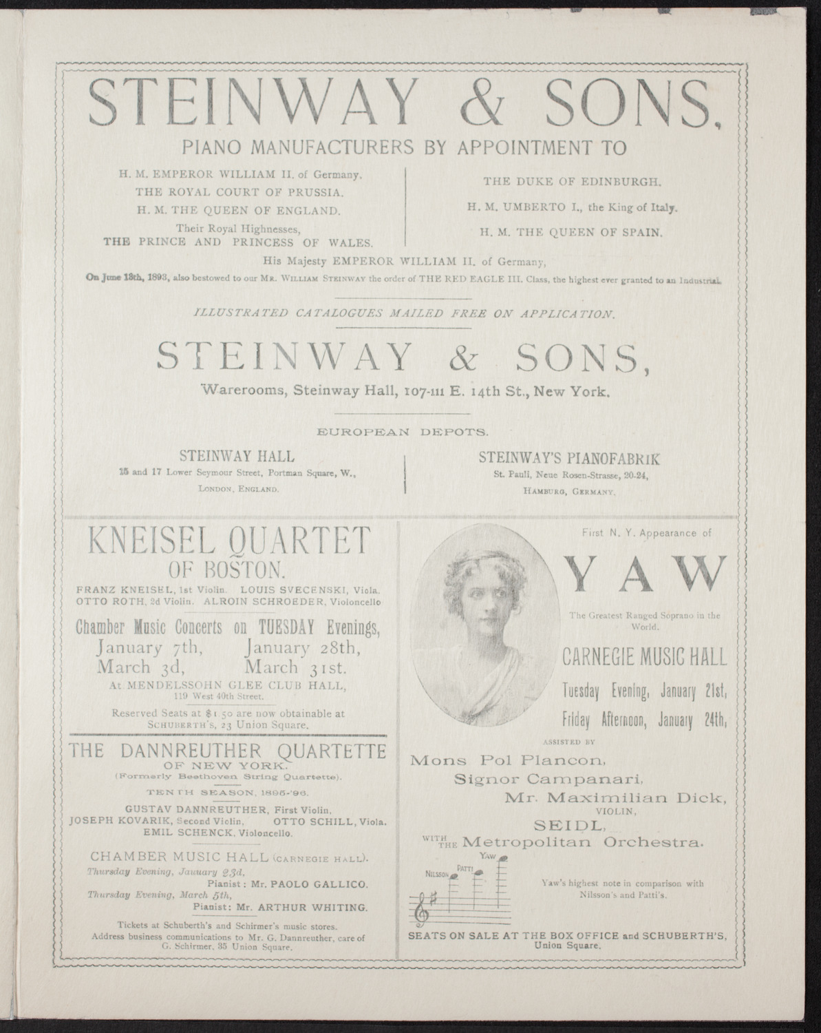 New York Philharmonic, January 11, 1896, program page 3