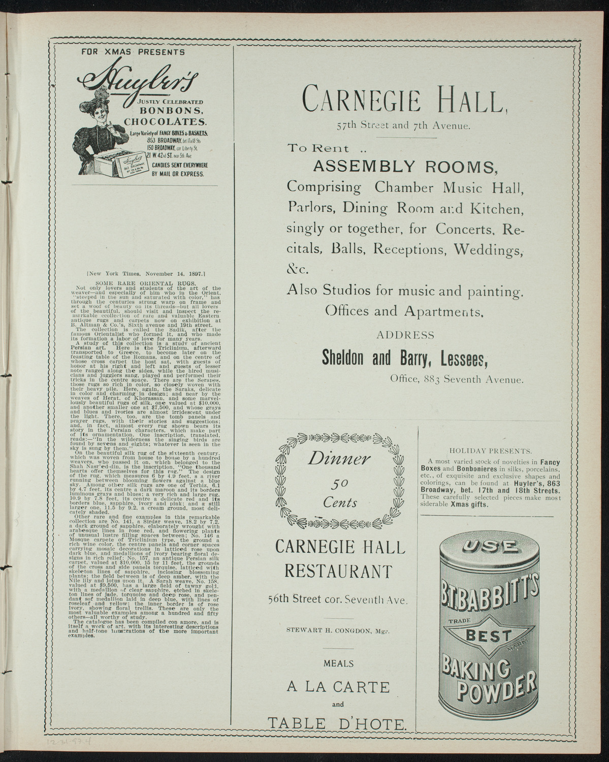 Benefit: Club Revolucionario Cubano/ Wounded Cubans, December 31, 1897, program page 7