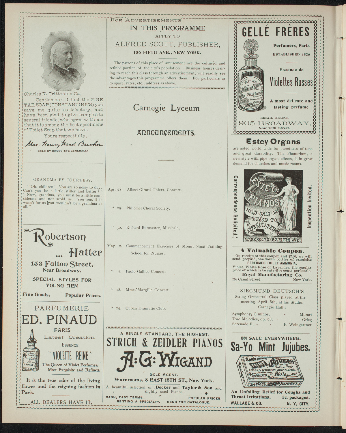 Dwight School Class Day Excercises, April 27, 1898, program page 2