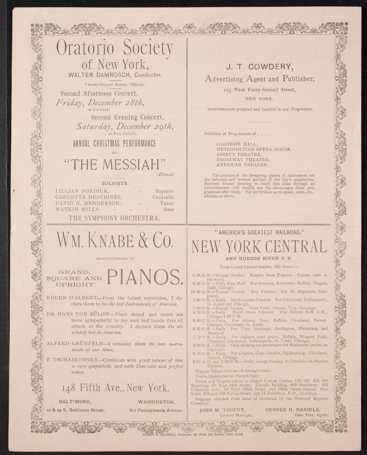 New York Symphony Orchestra, December 7, 1894, program page 8