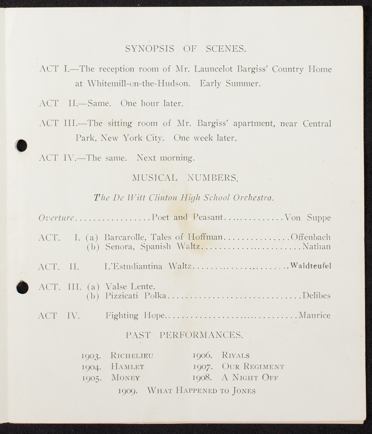 De Witt Clinton Dramatic Society, April 29, 1910, program page 4