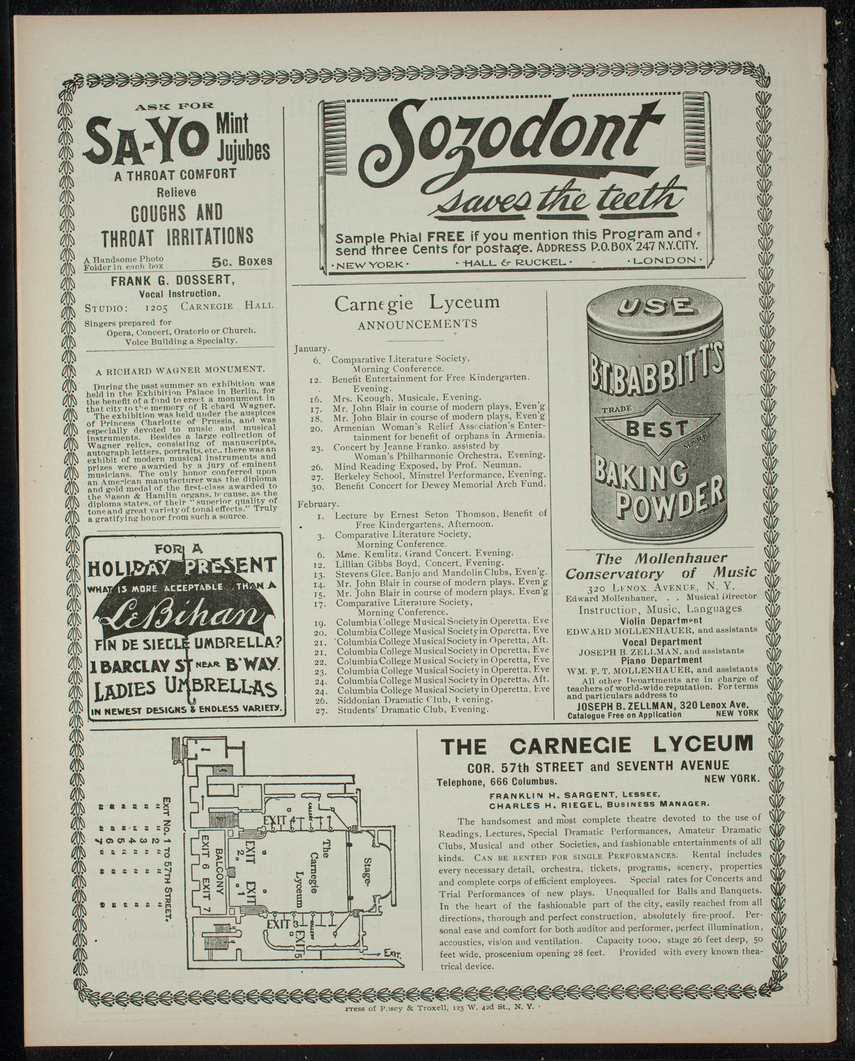 Darmouth College Dramatic Club, January 5, 1900, program page 4