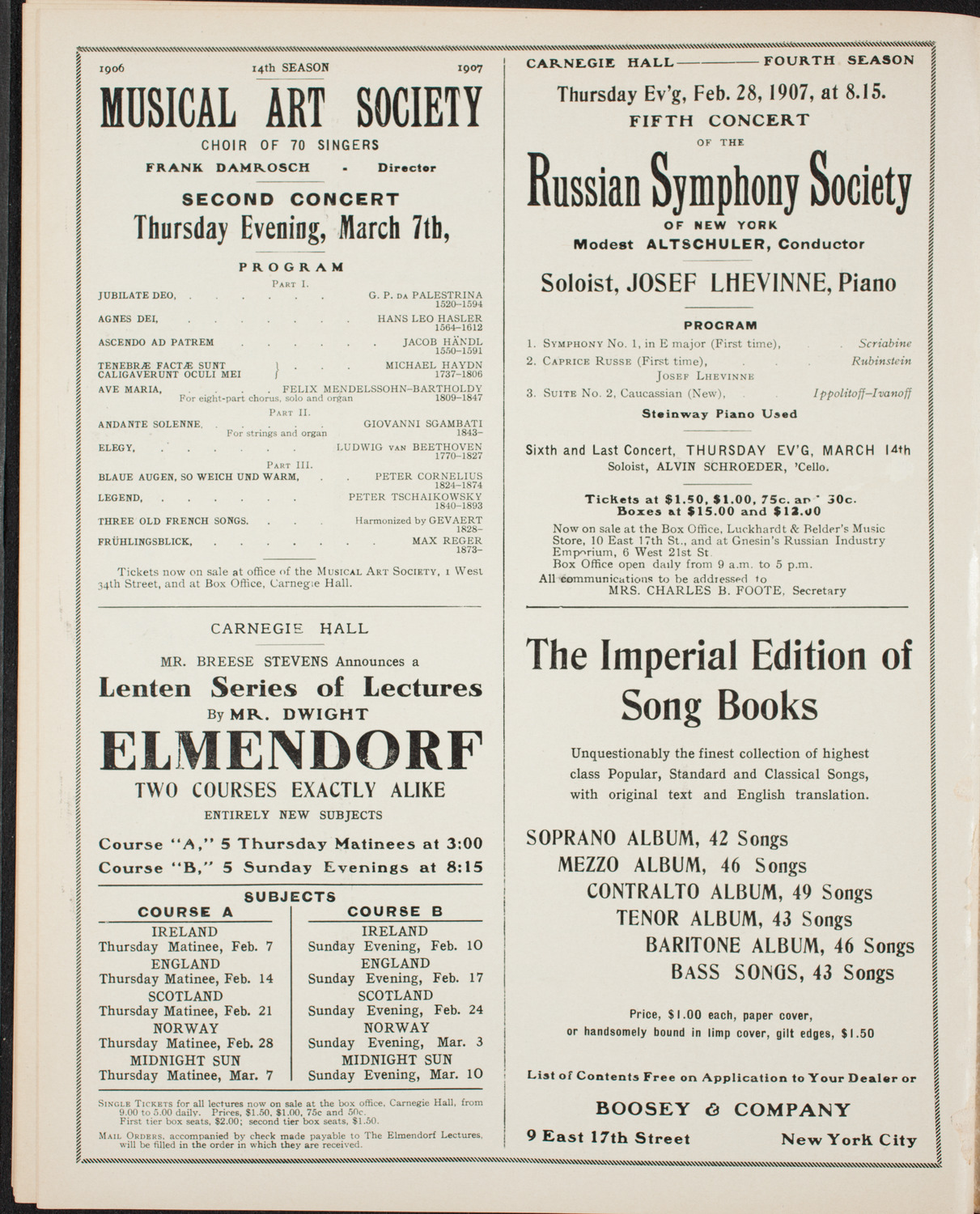 New York Philharmonic, February 9, 1907, program page 10