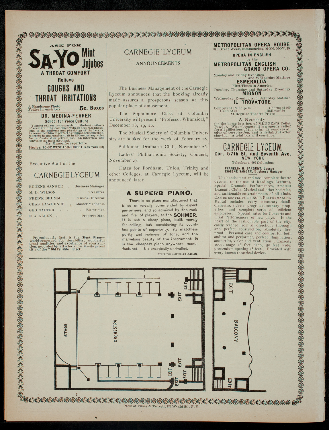 Academy Stock Company of theAmerican Academy of Dramatic Arts and Empire Theatre Dramatic School, November 22, 1900, program page 4