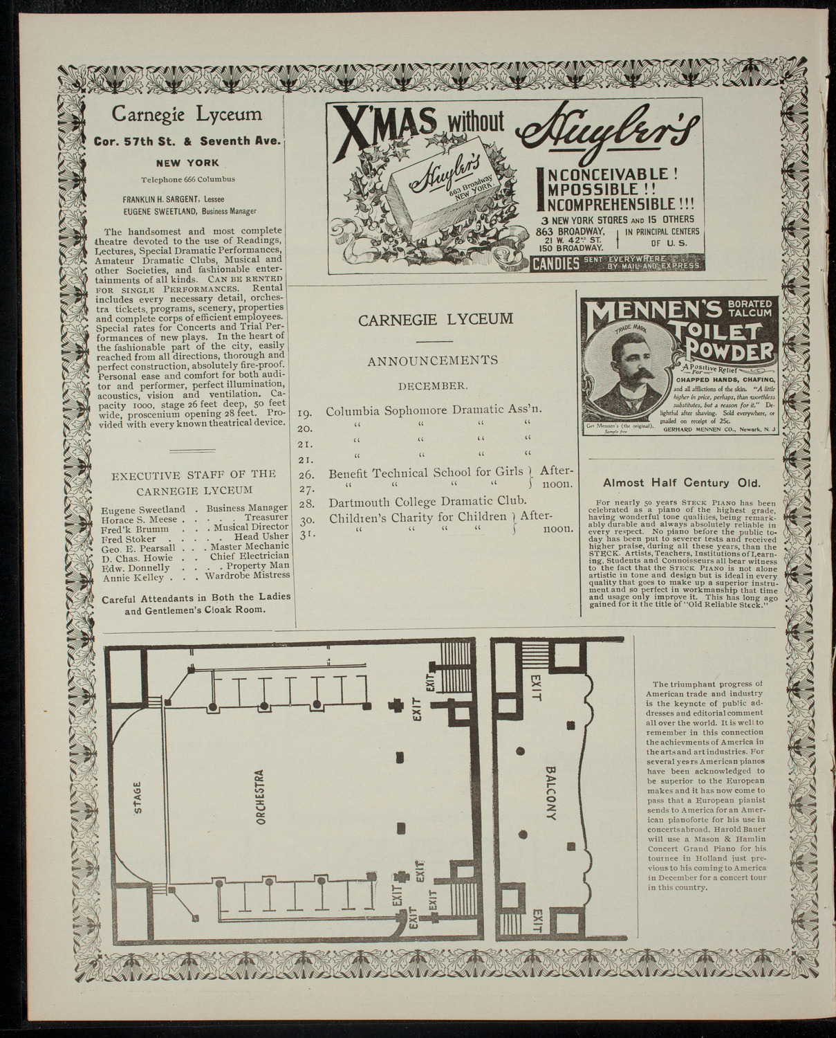 Academy Stock Company of the American Academy of Dramatic Arts and Empire Theatre Dramatic School, December 18, 1901, program page 4