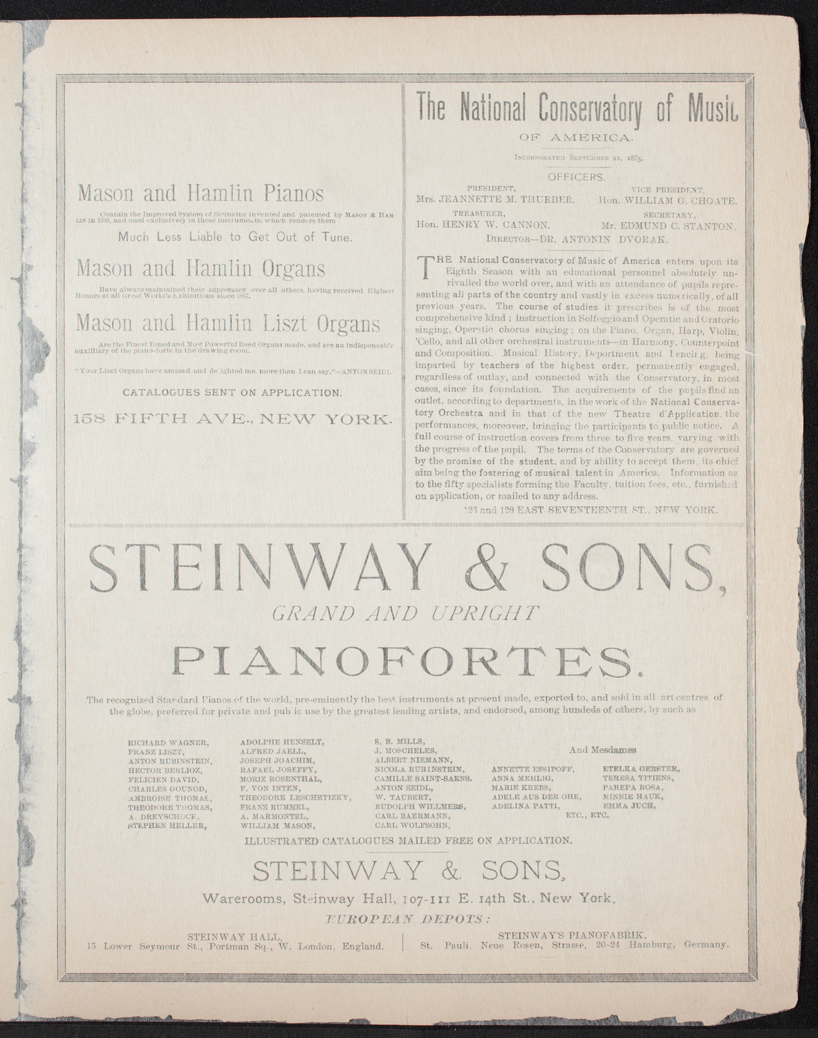 New York Symphony String Quartet, November 22, 1892, program page 3