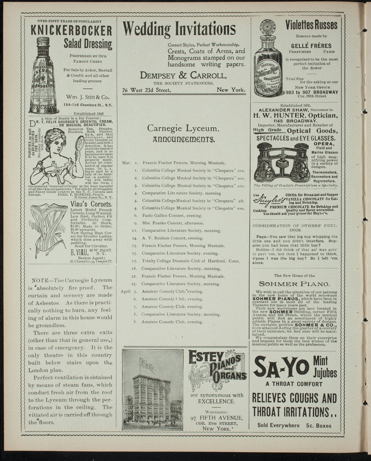 Columbia University Musical Society, February 28, 1899, program page 2