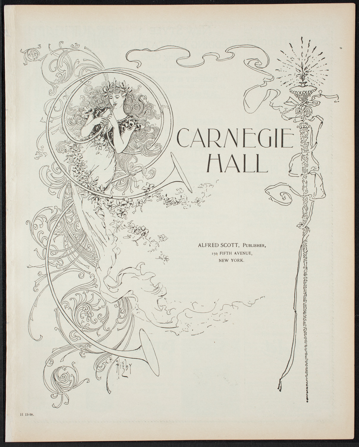 Paur Symphony Orchestra - Sunday Night Popular Concert, November 13, 1898, program page 1