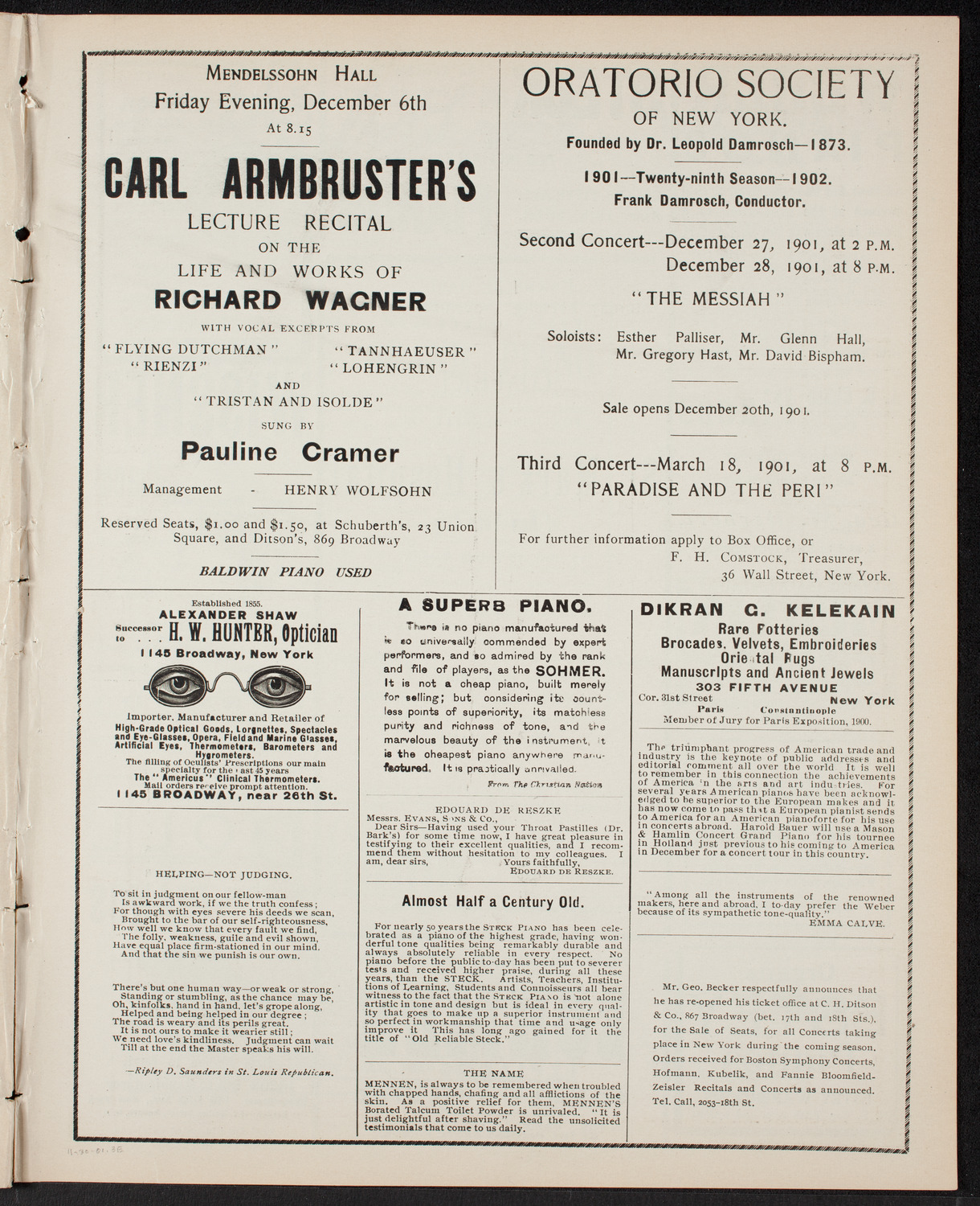 Benefit: St. Mark's Hospital, November 30, 1901, program page 5
