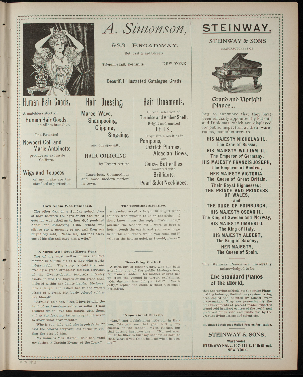 American Academy of Dramatic Arts, November 10, 1898, program page 5