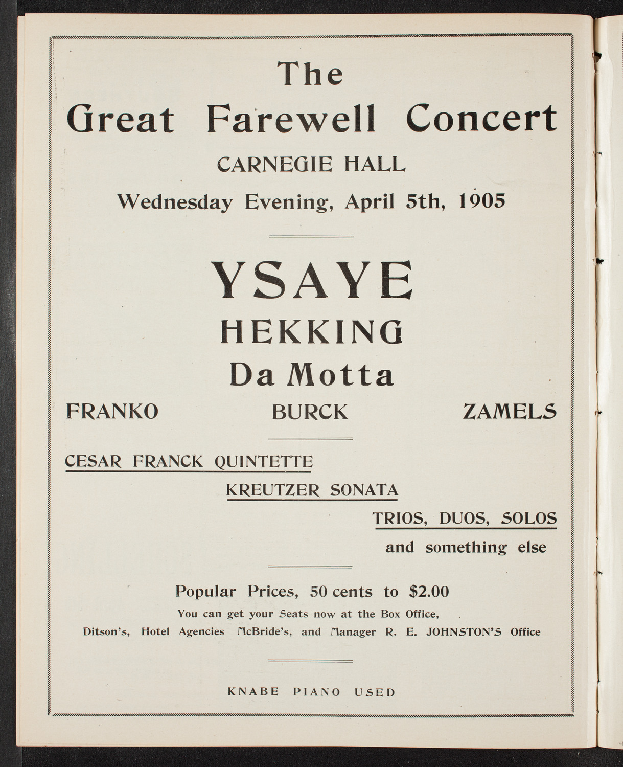 New York Symphony Orchestra, April 2, 1905, program page 10