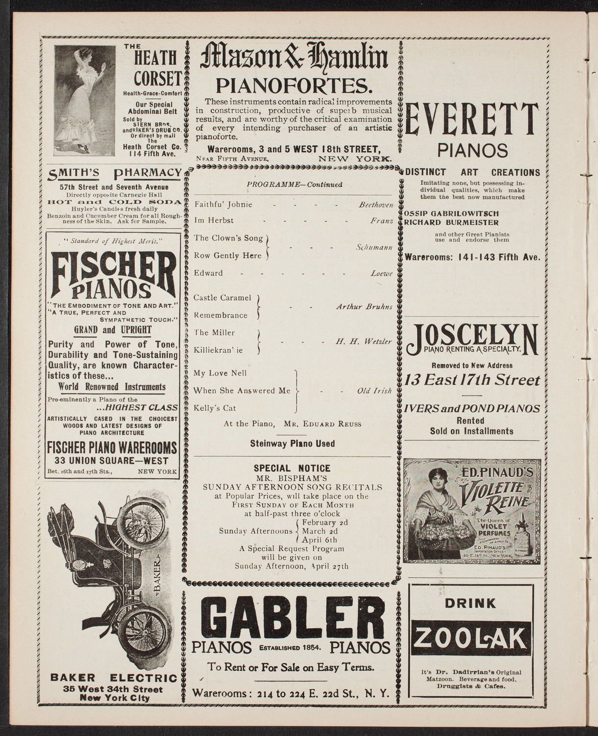 David Bispham, Baritone, January 5, 1902, program page 8