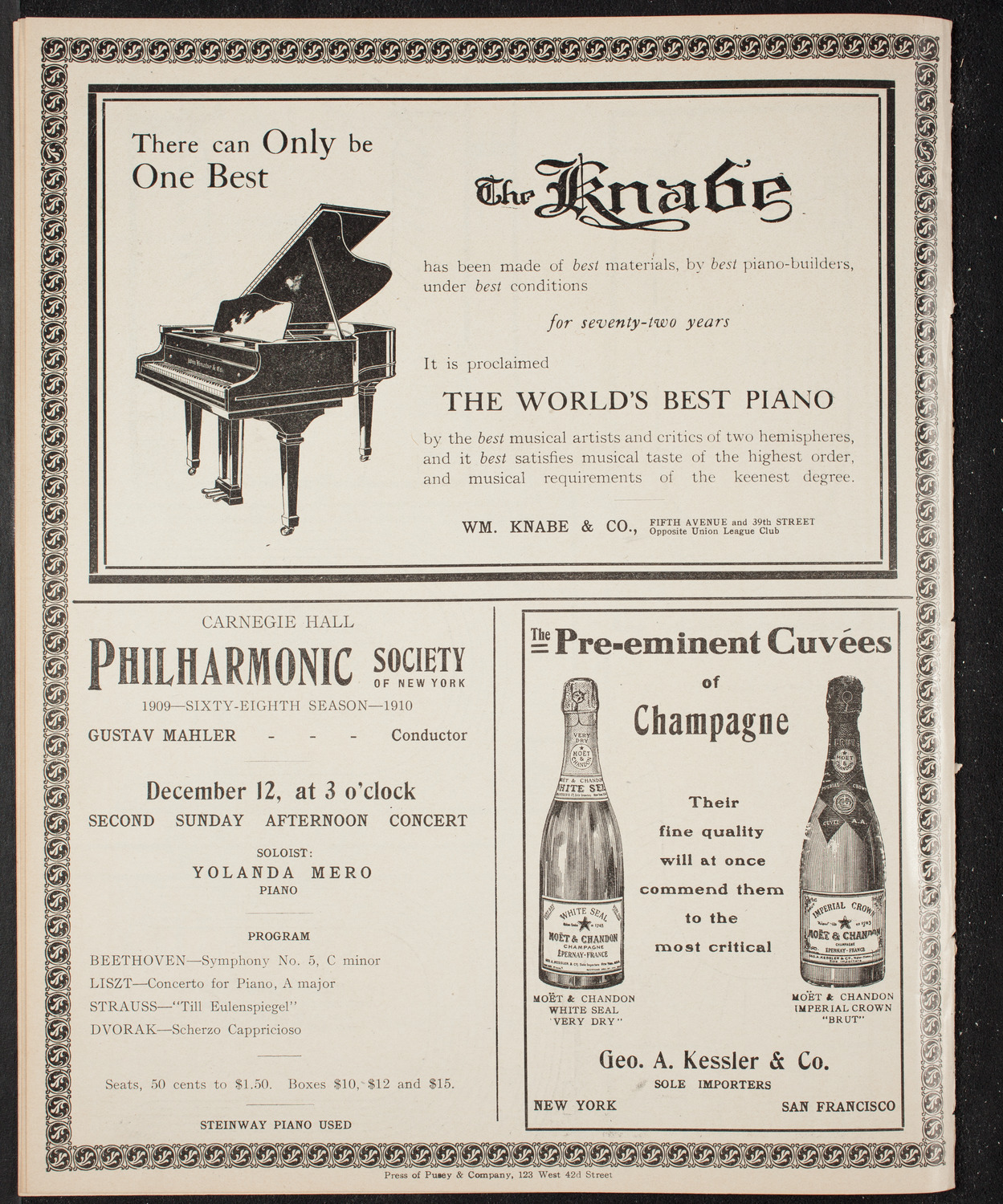 Boston Symphony Orchestra, December 9, 1909, program page 12
