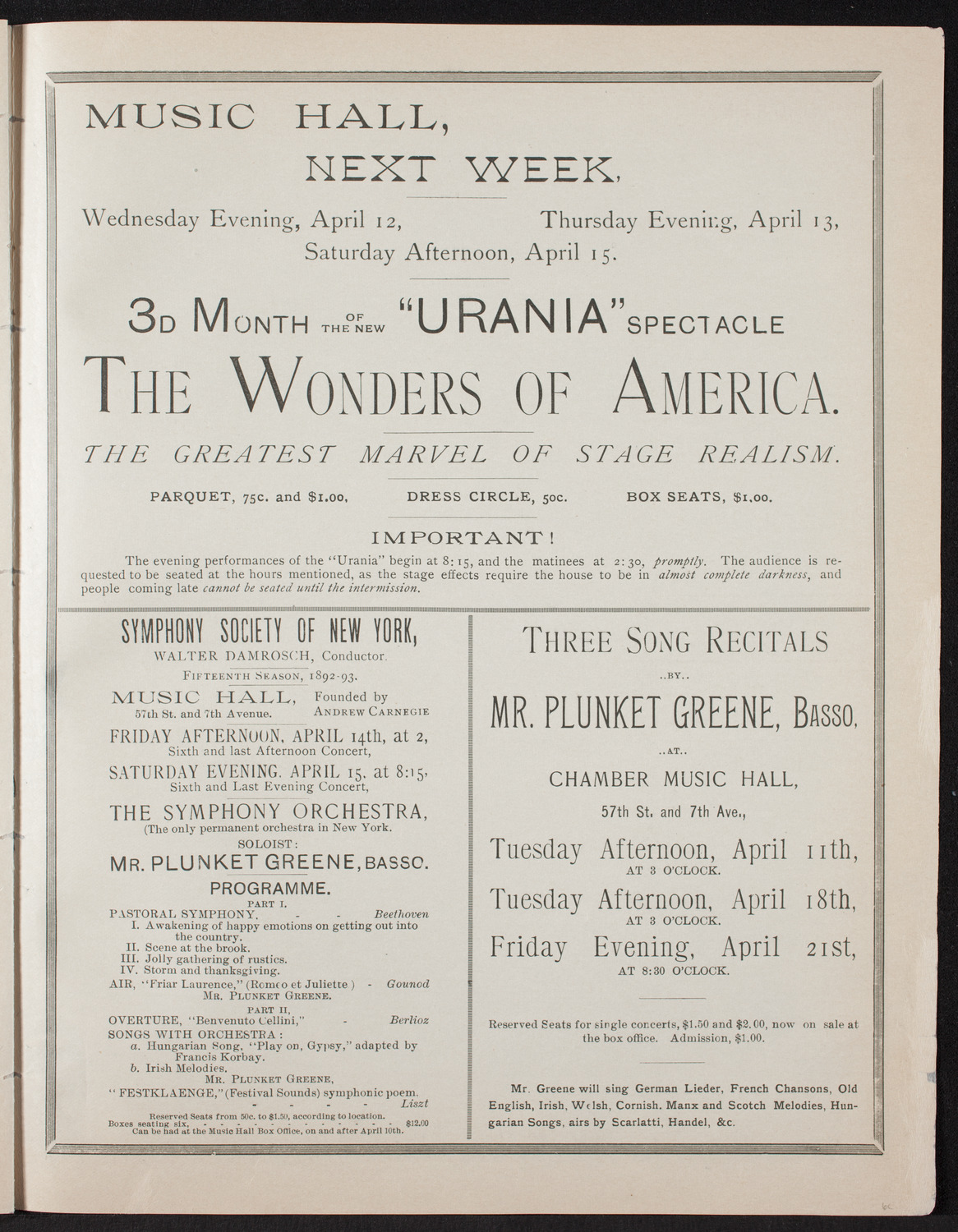 Oratorio Society of New York, April 8, 1893, program page 7