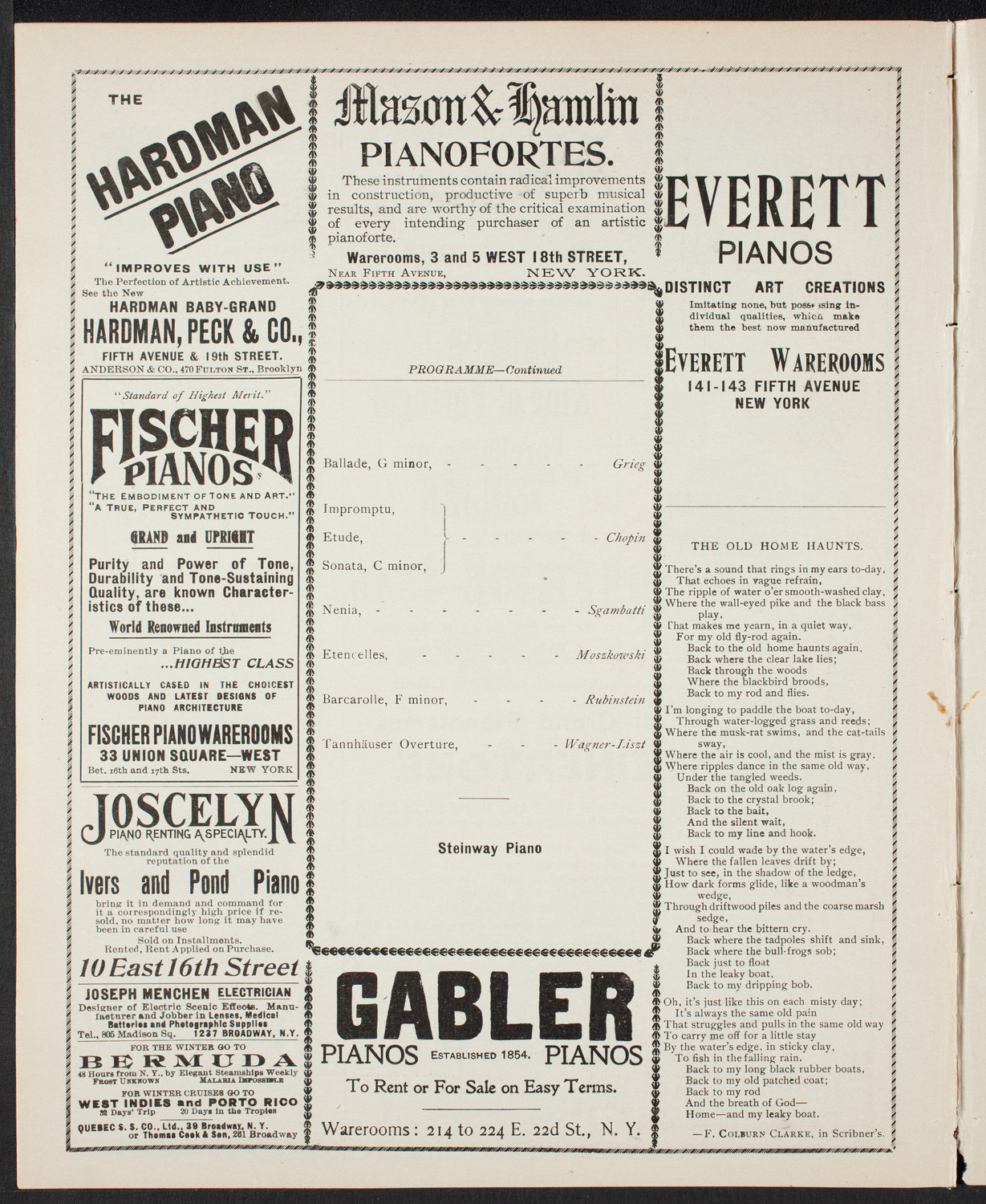 Josef Hofmann, Piano, March 11, 1901, program page 6