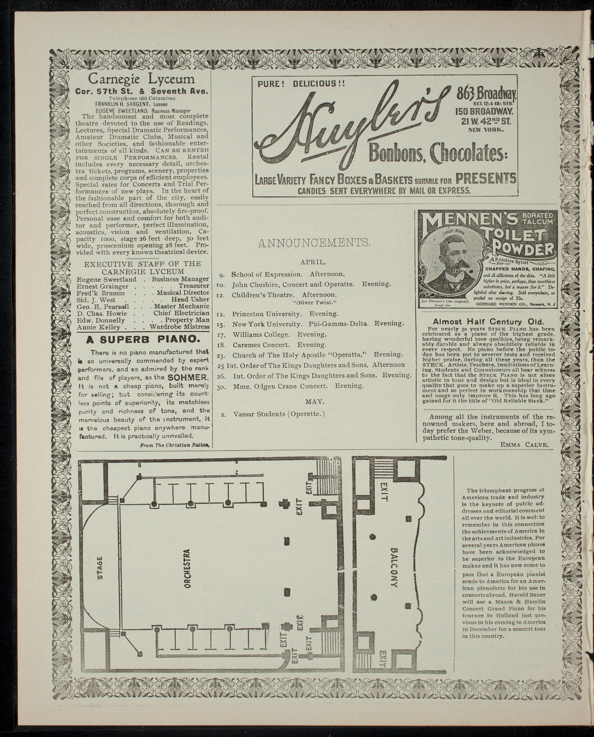 New York School of Expression Senior Class Recital, April 9, 1902, program page 4