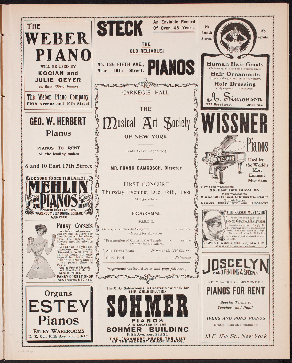 Musical Art Society of New York, December 18, 1902, program page 5