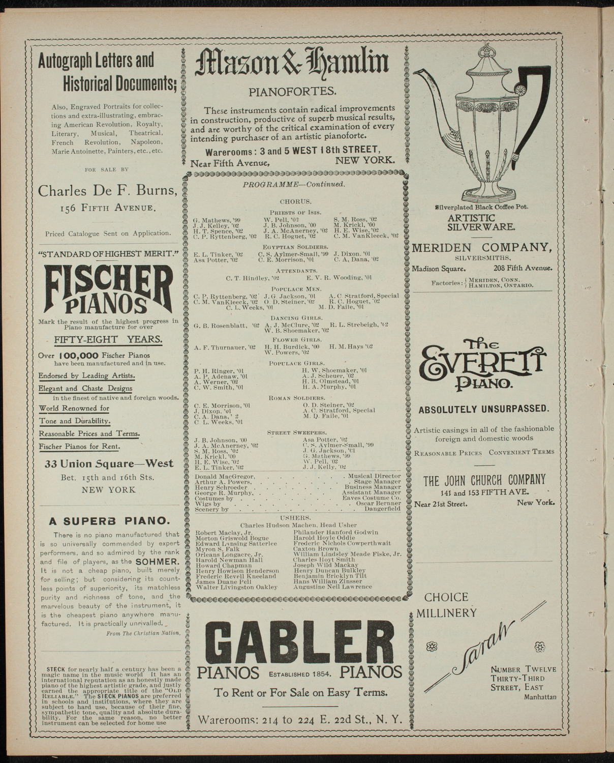 Columbia University Musical Society, March 3, 1899, program page 6