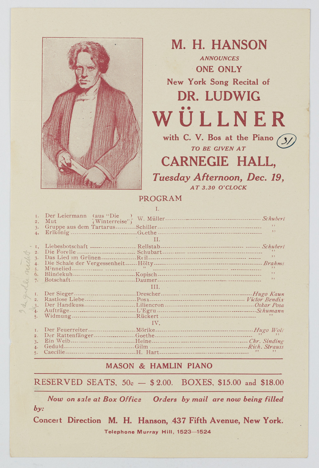 Ludwig Wüllner, December 19, 1911