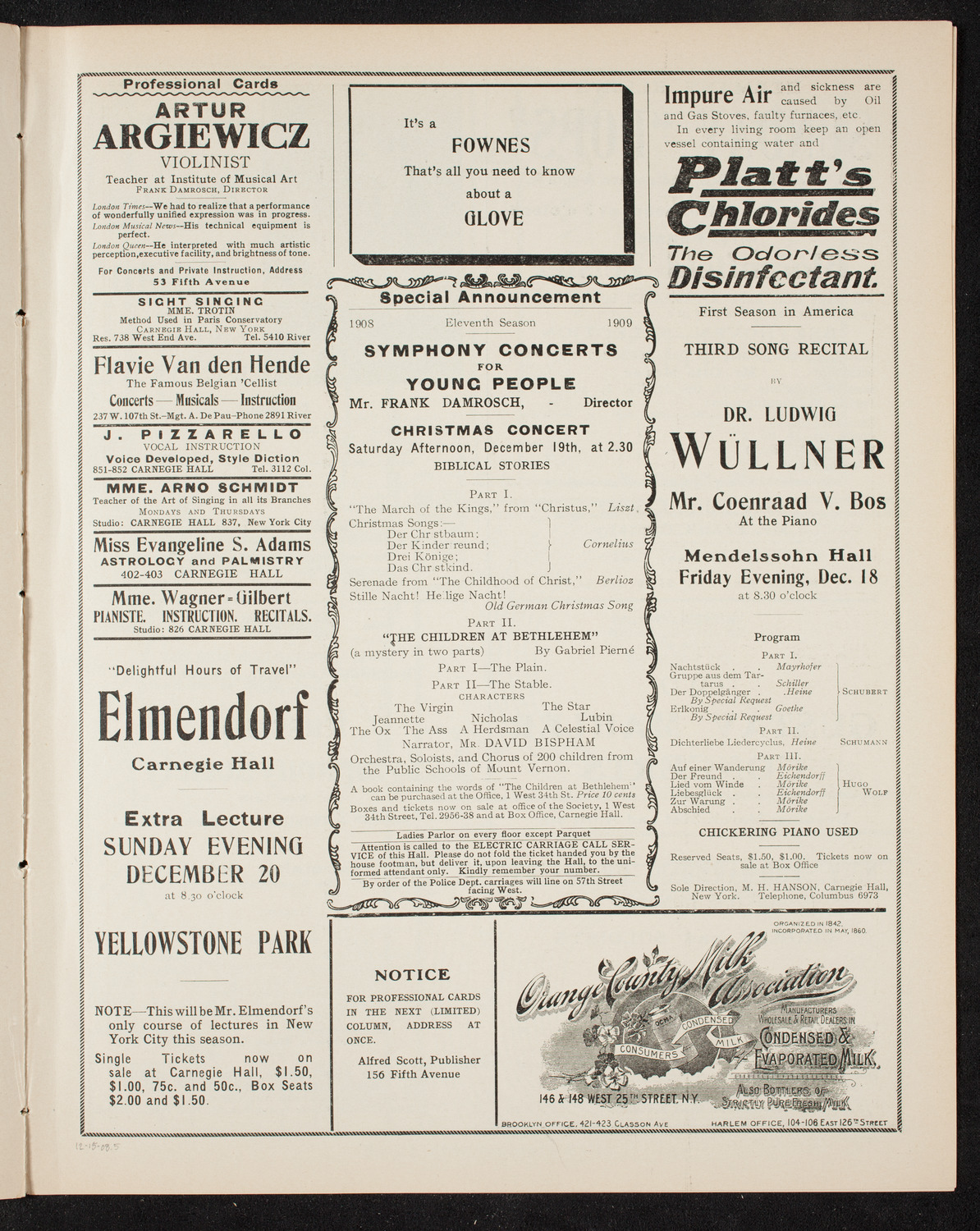 Cécile Chaminade, Composer and Pianist, December 15, 1908, program page 9