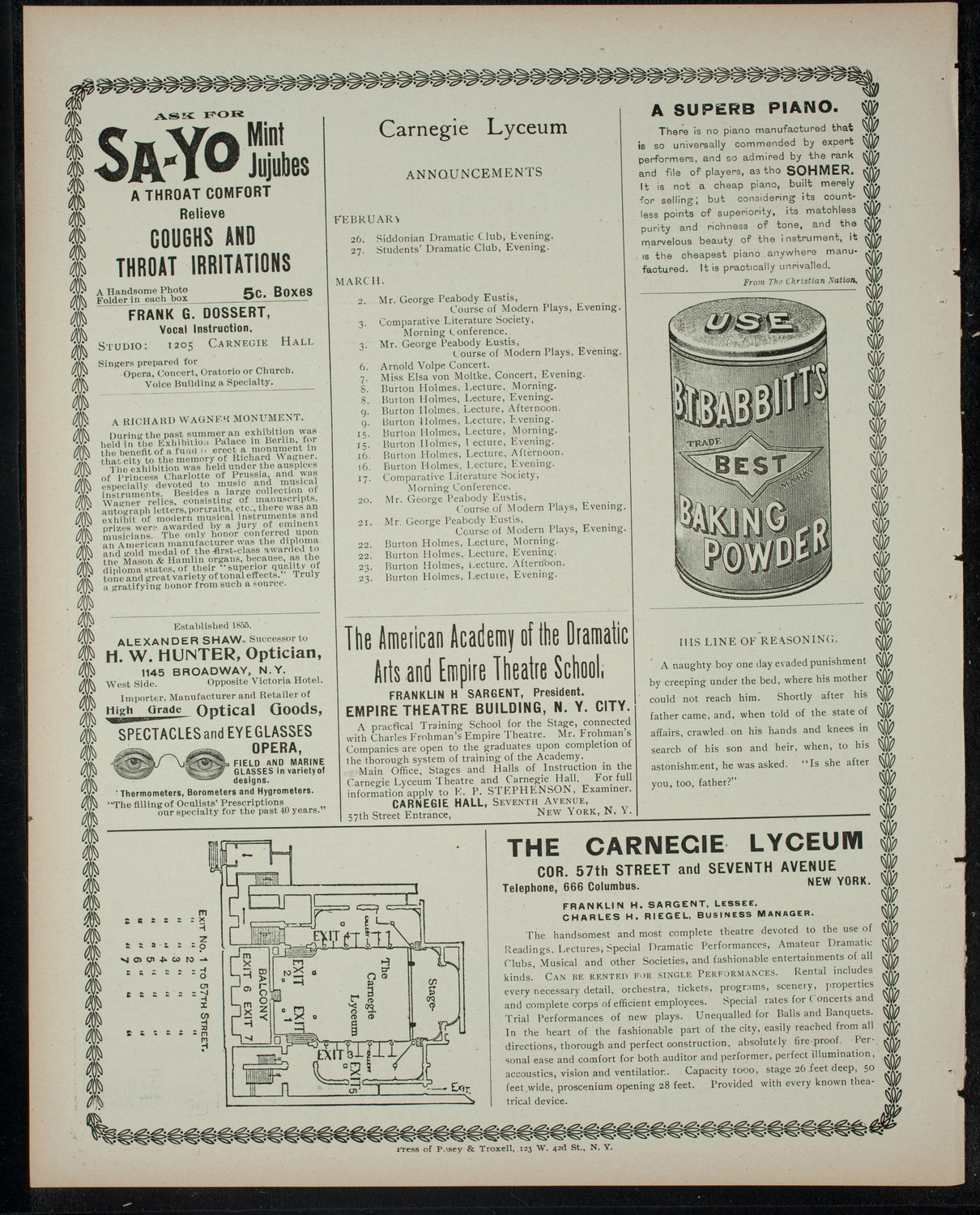 Columbia University Musical Society, February 24, 1900, program page 4