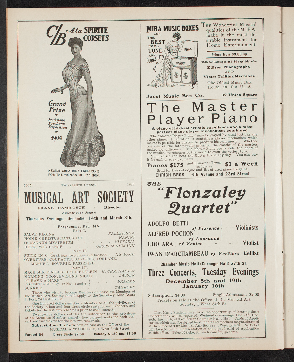 Marcella Sembrich, Soprano, November 14, 1905, program page 8
