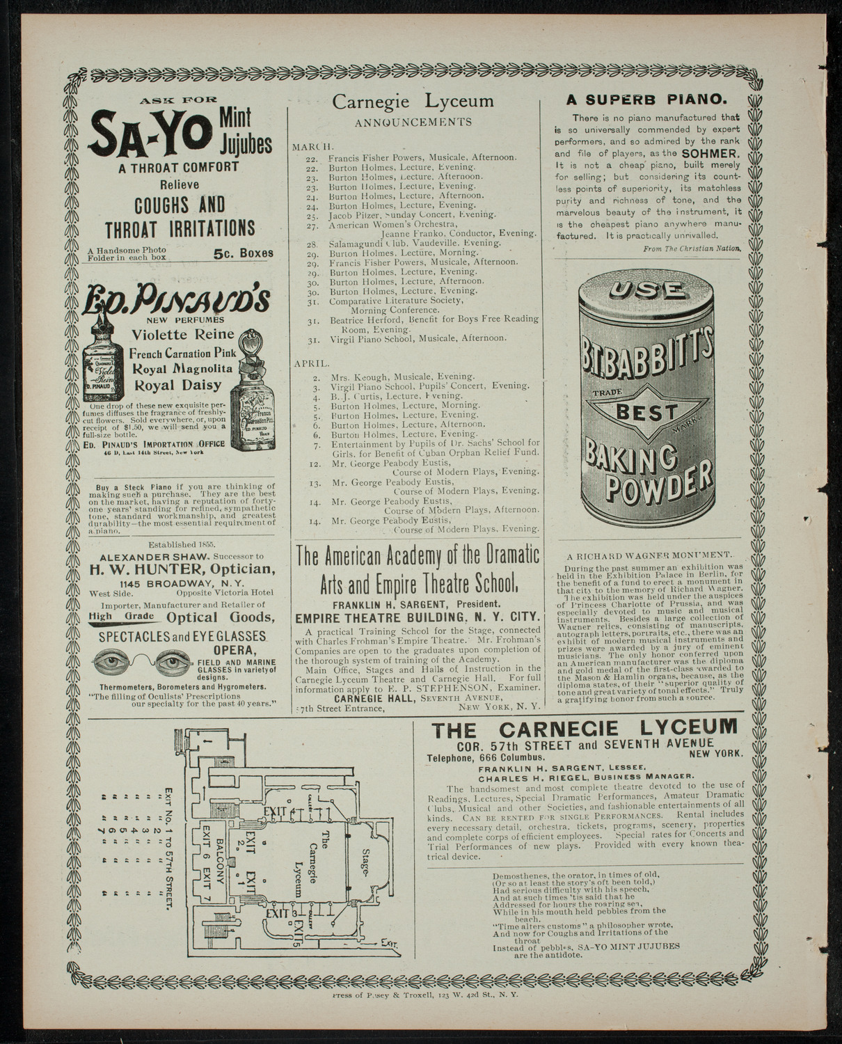 Burton Holmes Travelogue: Round About Paris, March 22, 1900, program page 4