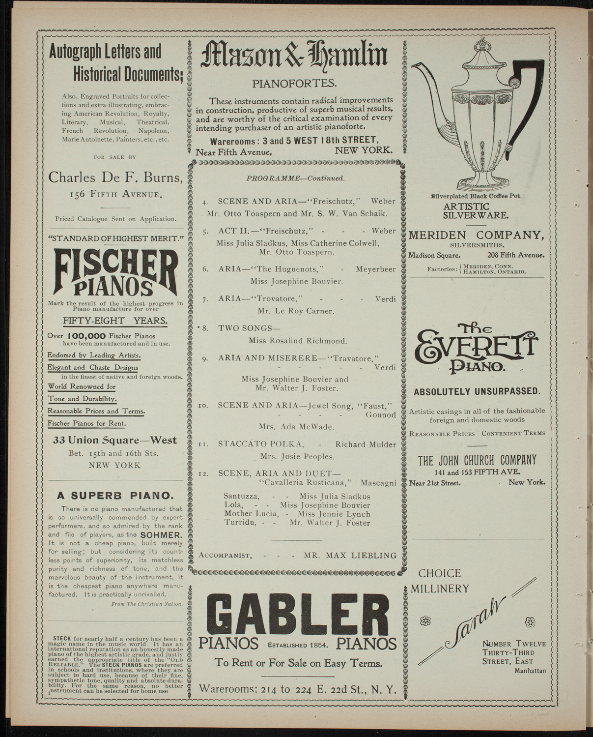 Students of Mme. Cornelie Meysenheym, February 24, 1899, program page 6