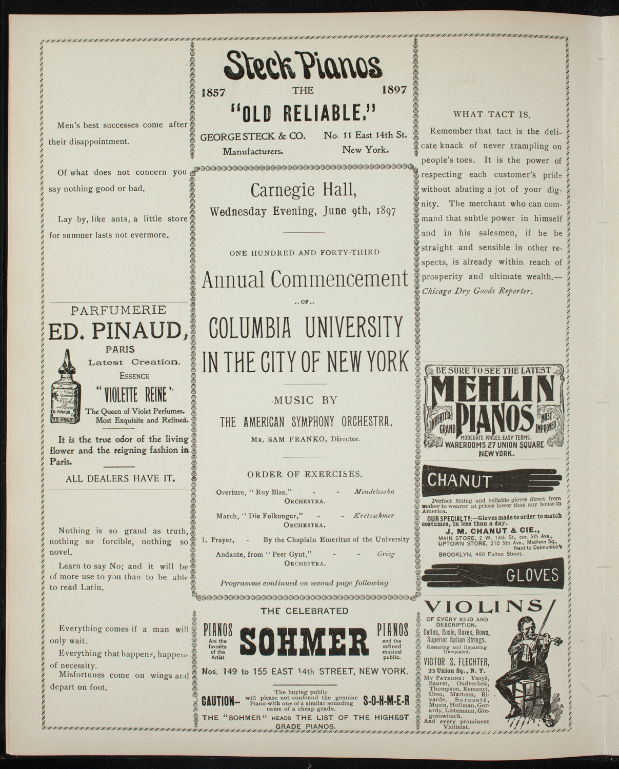 Graduation: Columbia University, June 9, 1897, program page 4