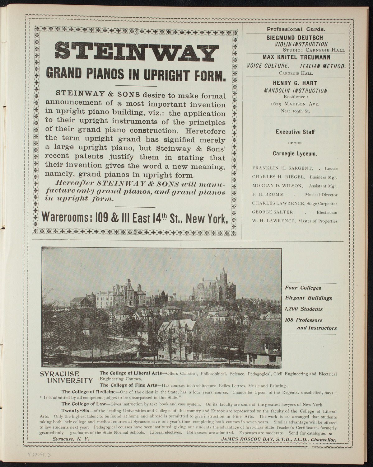 Dwight School Class Day Excercises, April 27, 1898, program page 5