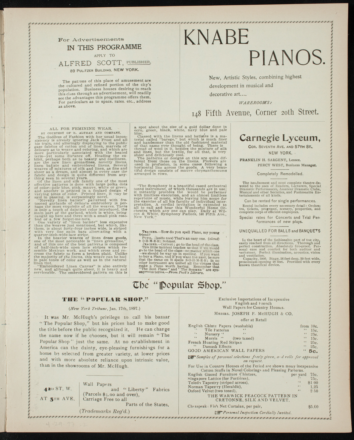 Graduation: College of Pharmacy of the City of New York, April 29, 1897, program page 3