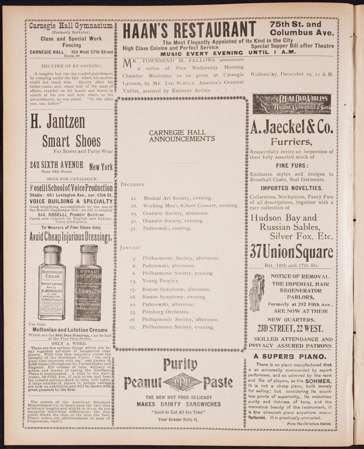 Kaltenborn Orchestra, December 17, 1899, program page 2