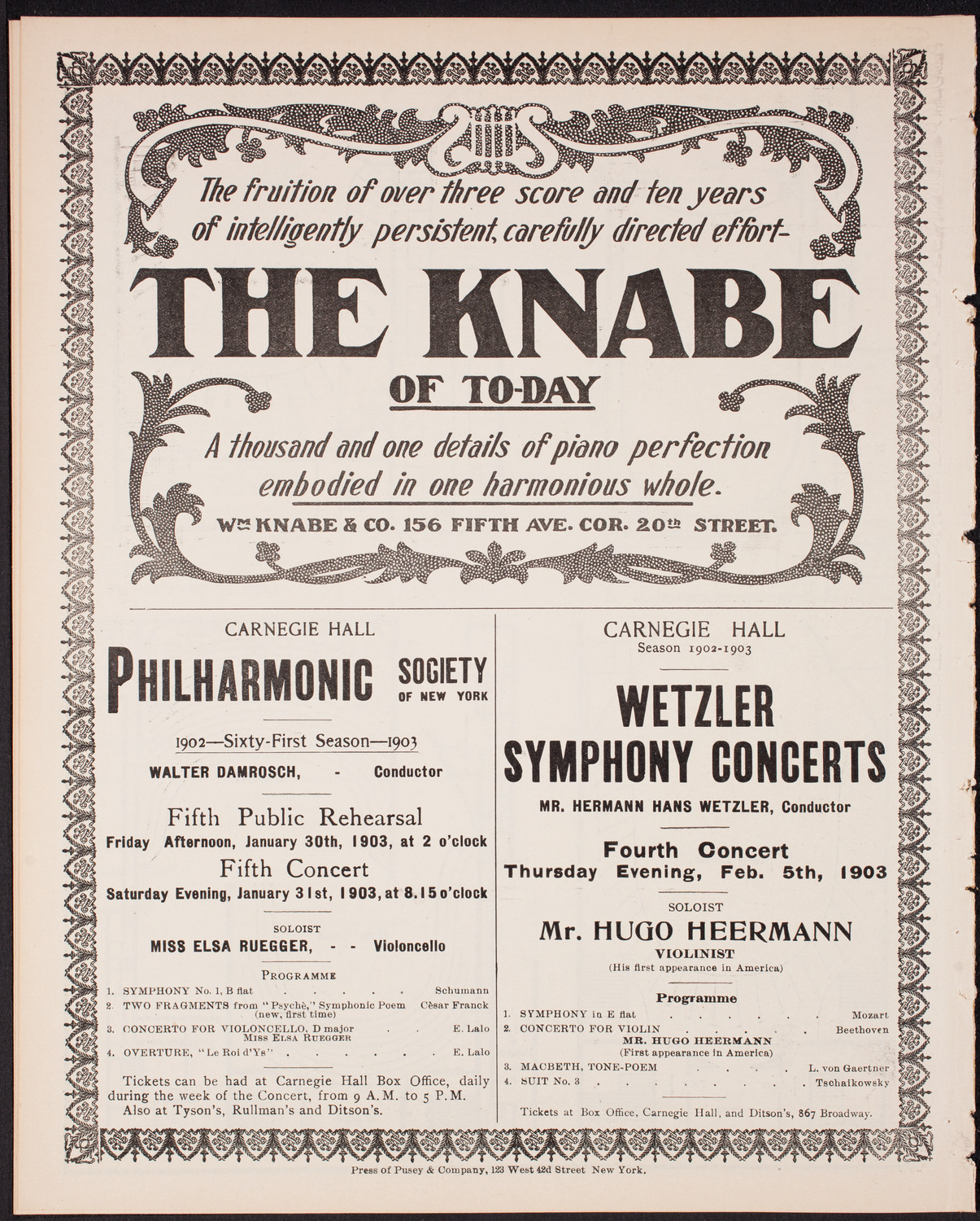 New York Philharmonic, January 10, 1903, program page 12
