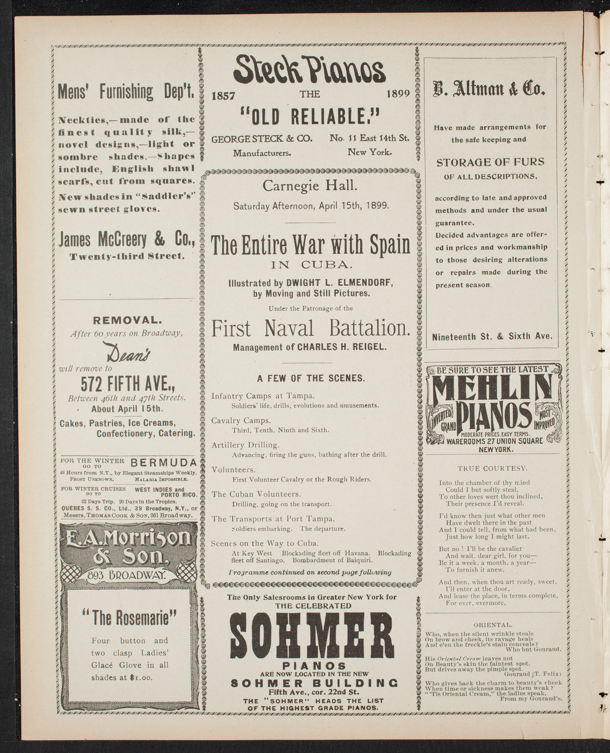 Elmendorf Lecture: The Entire War with Spain in Cuba, April 15, 1899, program page 4