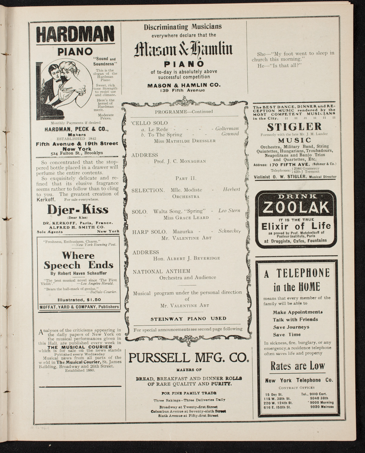 Knights of Columbus Discovery Day Celebration, October 12, 1906, program page 7