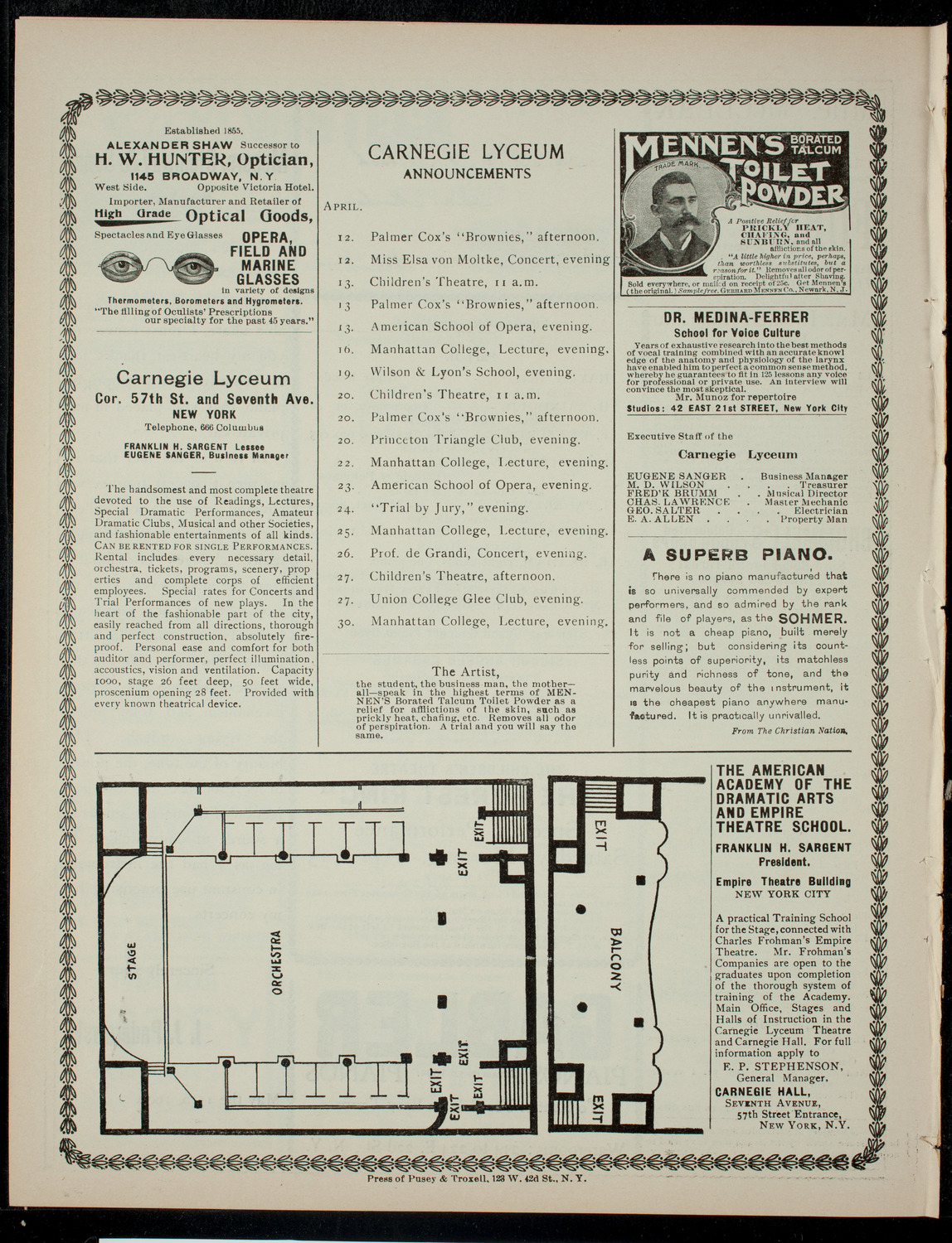 Concert Given by A. Carames, April 11, 1901, program page 4