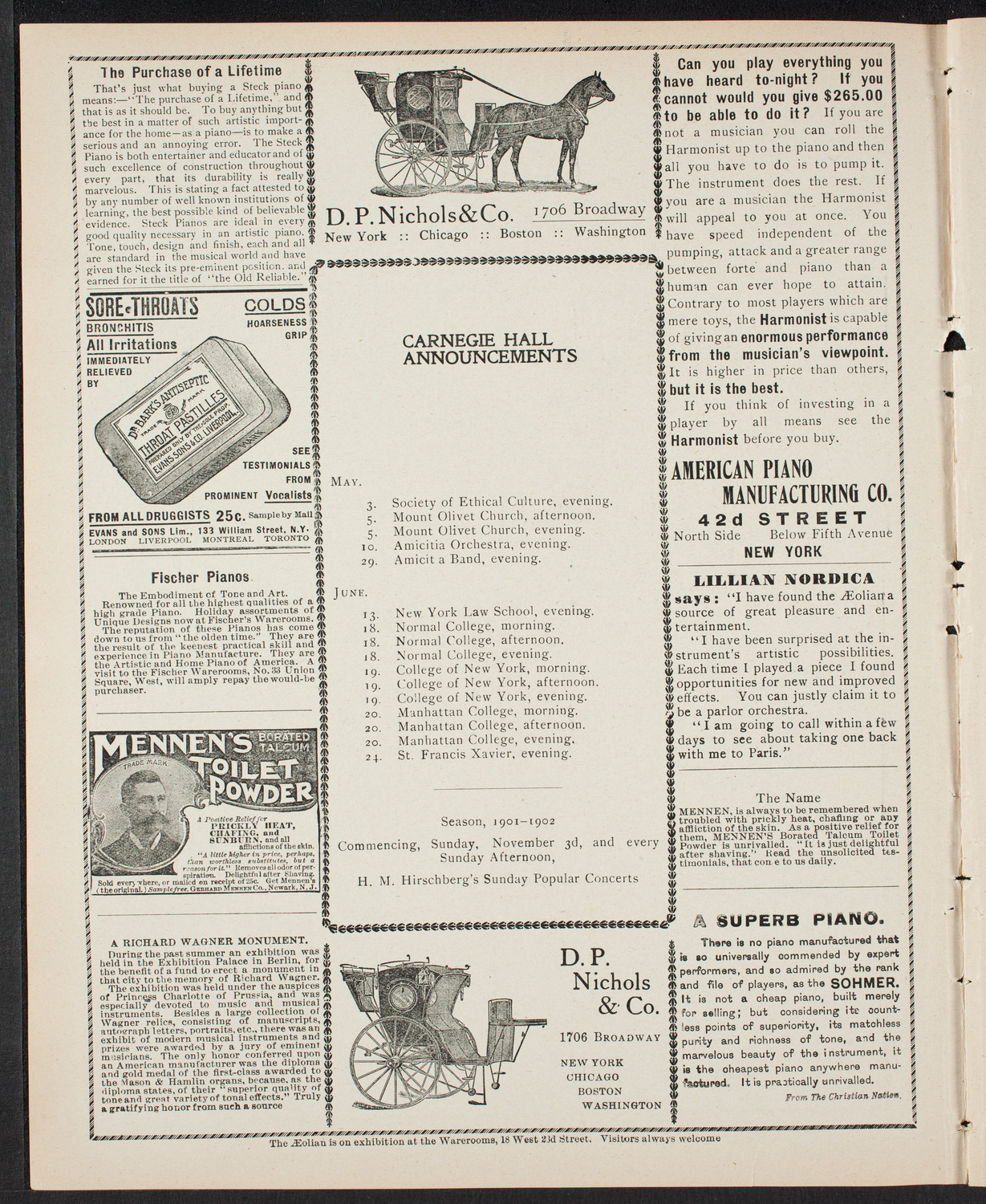 David Bispham, Baritone, April 28, 1901, program page 2