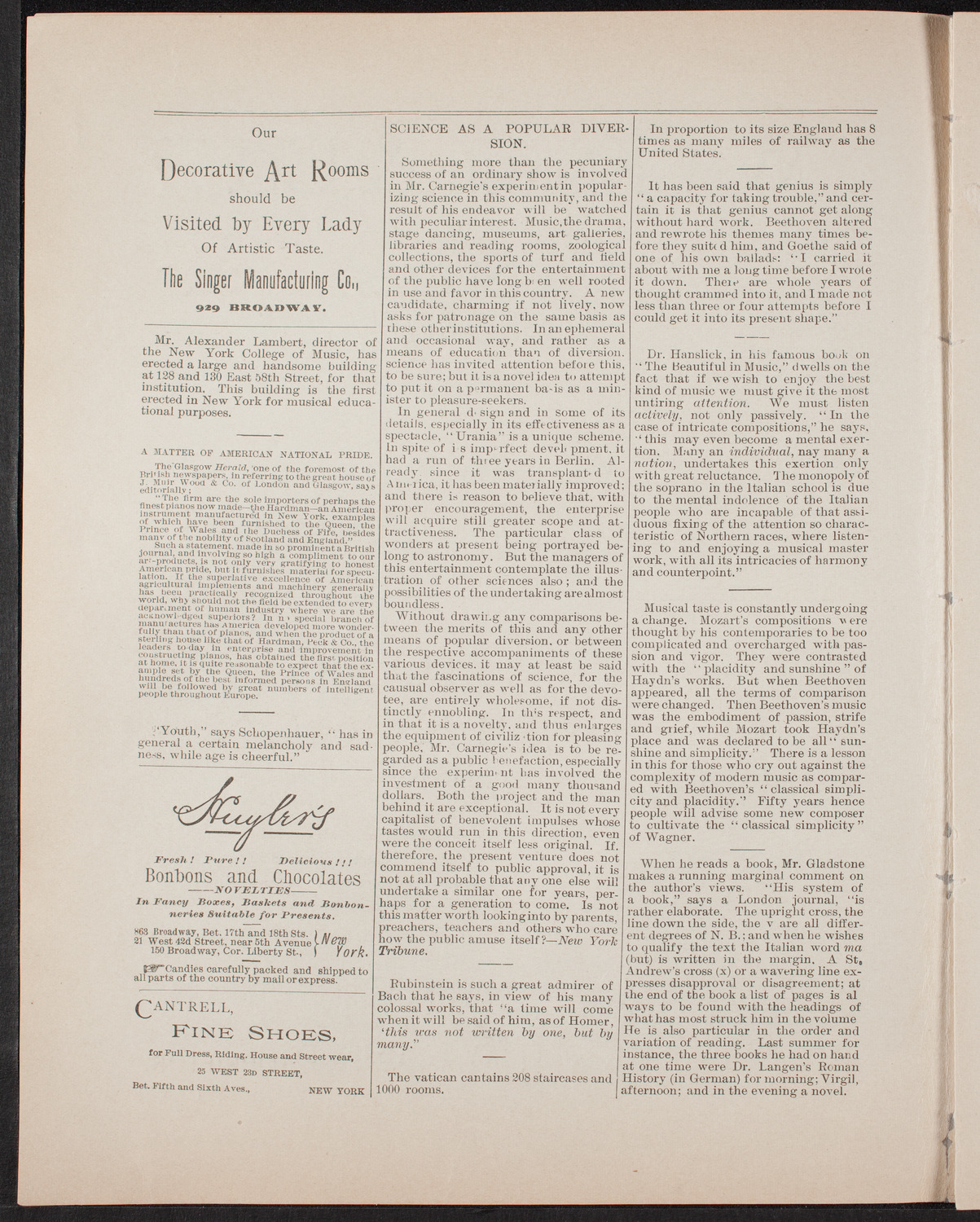 Urania Scientific Theatre, April 25, 1892, program page 4