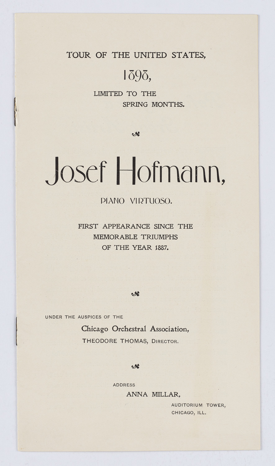 Josef Hofmann, 1898
