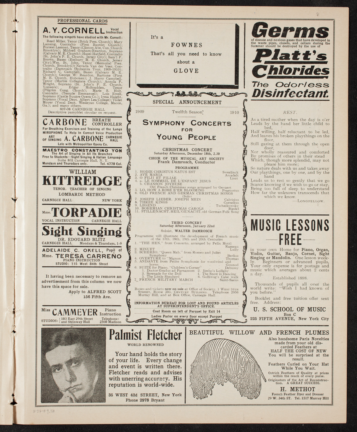 Symphony Concert for Young People, November 27, 1909, program page 9