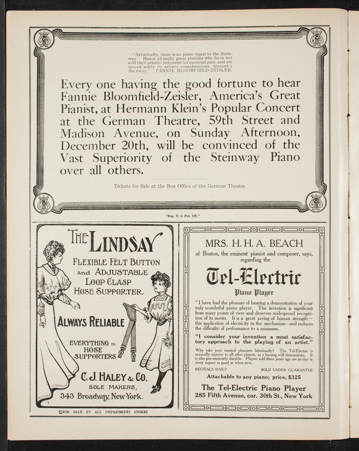 Cécile Chaminade, Composer and Pianist, December 15, 1908, program page 4