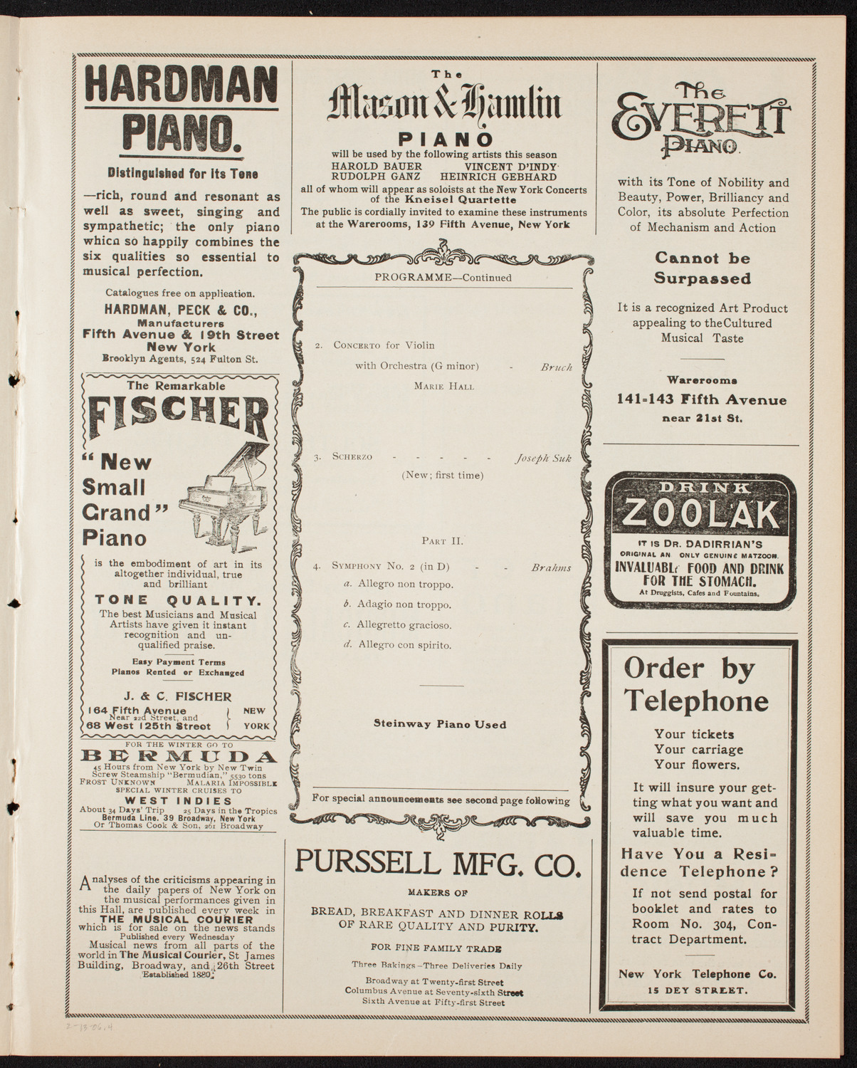 New York Symphony Orchestra, February 13, 1906, program page 7