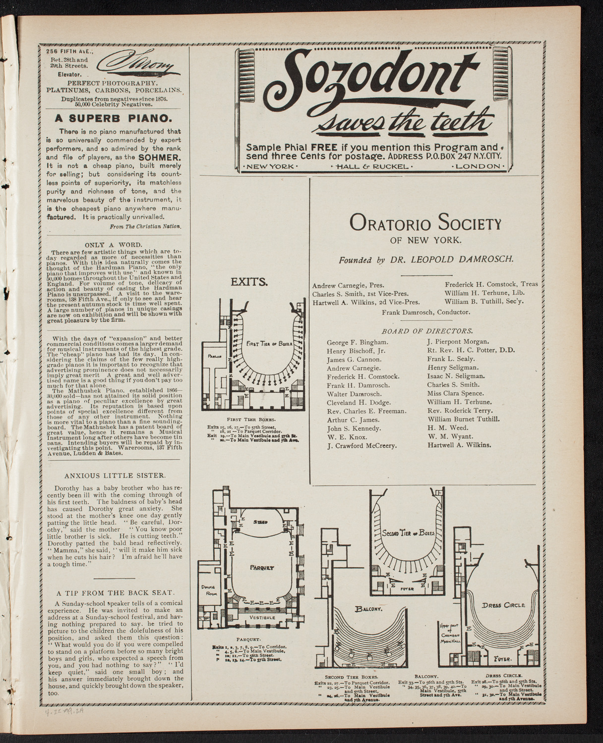 Lilli Lehmann, Soprano, with Orchestra, April 22, 1899, program page 3