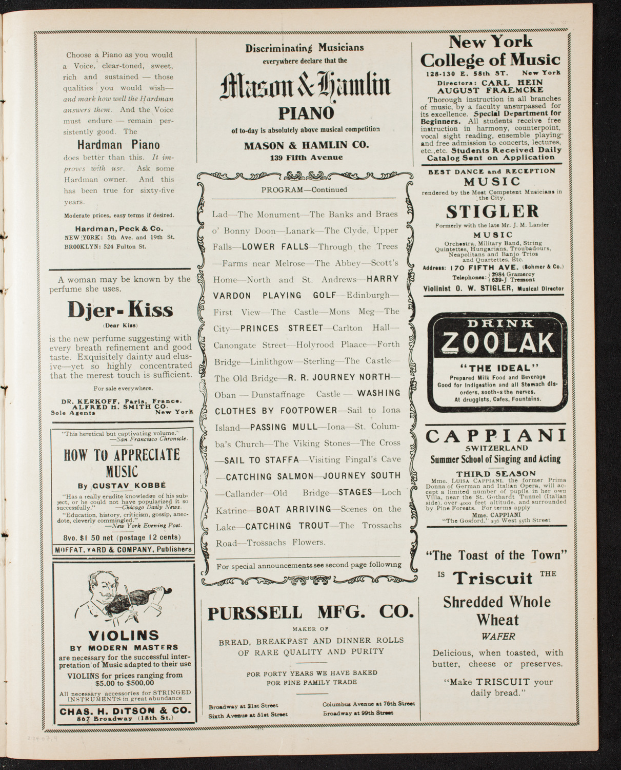 Elmendorf Lecture: Scotland, February 24, 1907, program page 7