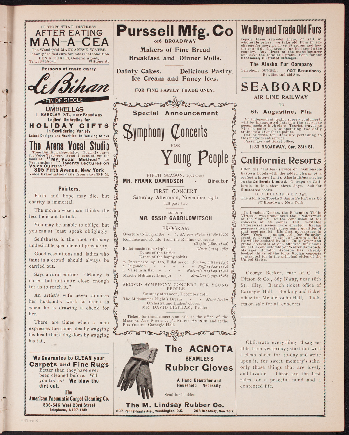 Oratorio Society of New York, November 17, 1902, program page 9
