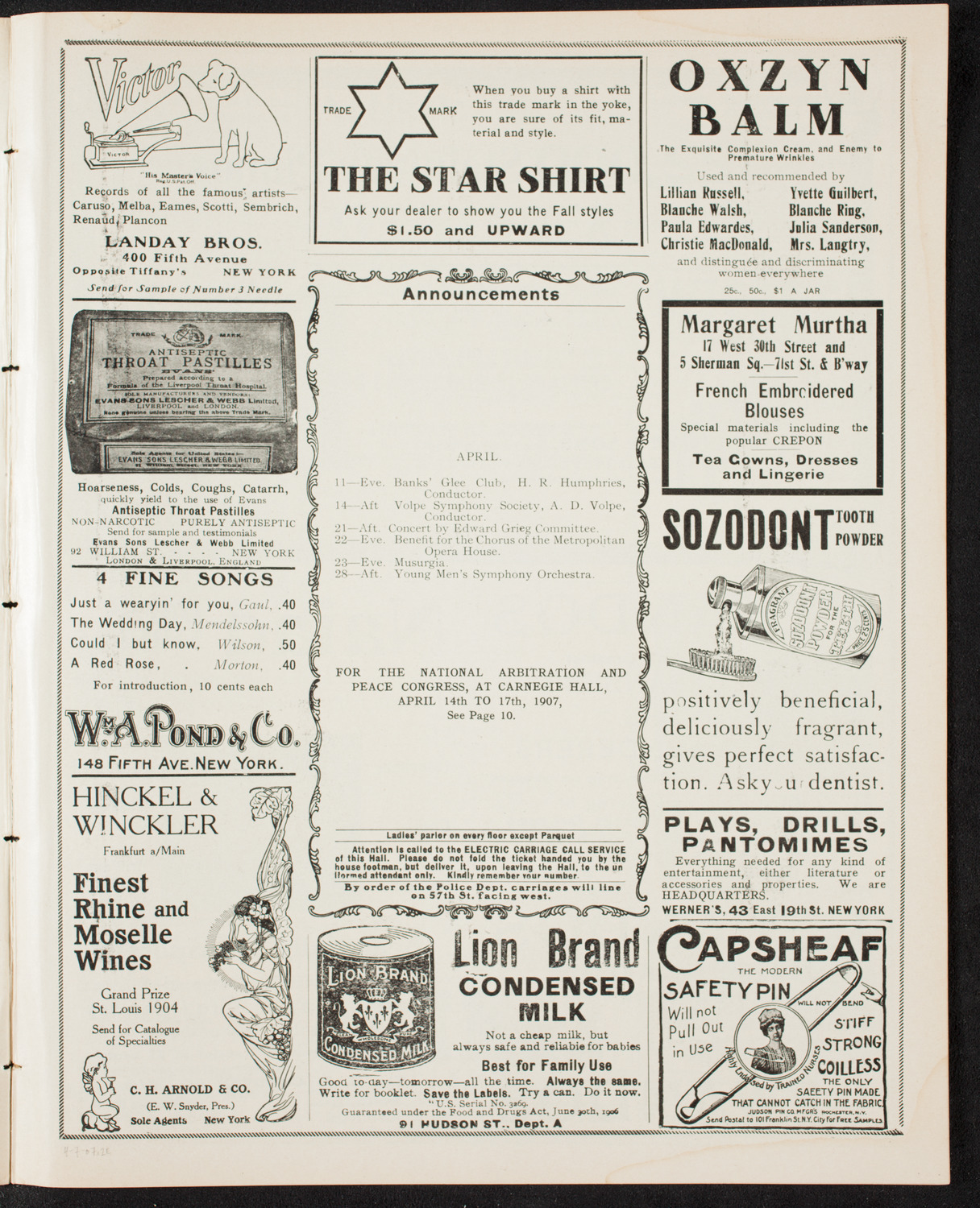 Gaelic Society: Feis Ceoil Agus Seanachas, April 7, 1907, program page 3