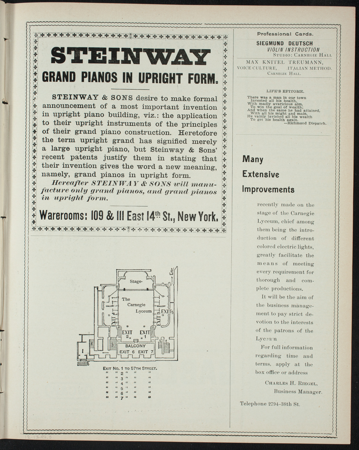 Amateur Comedy Club, December 13, 1897, program page 5