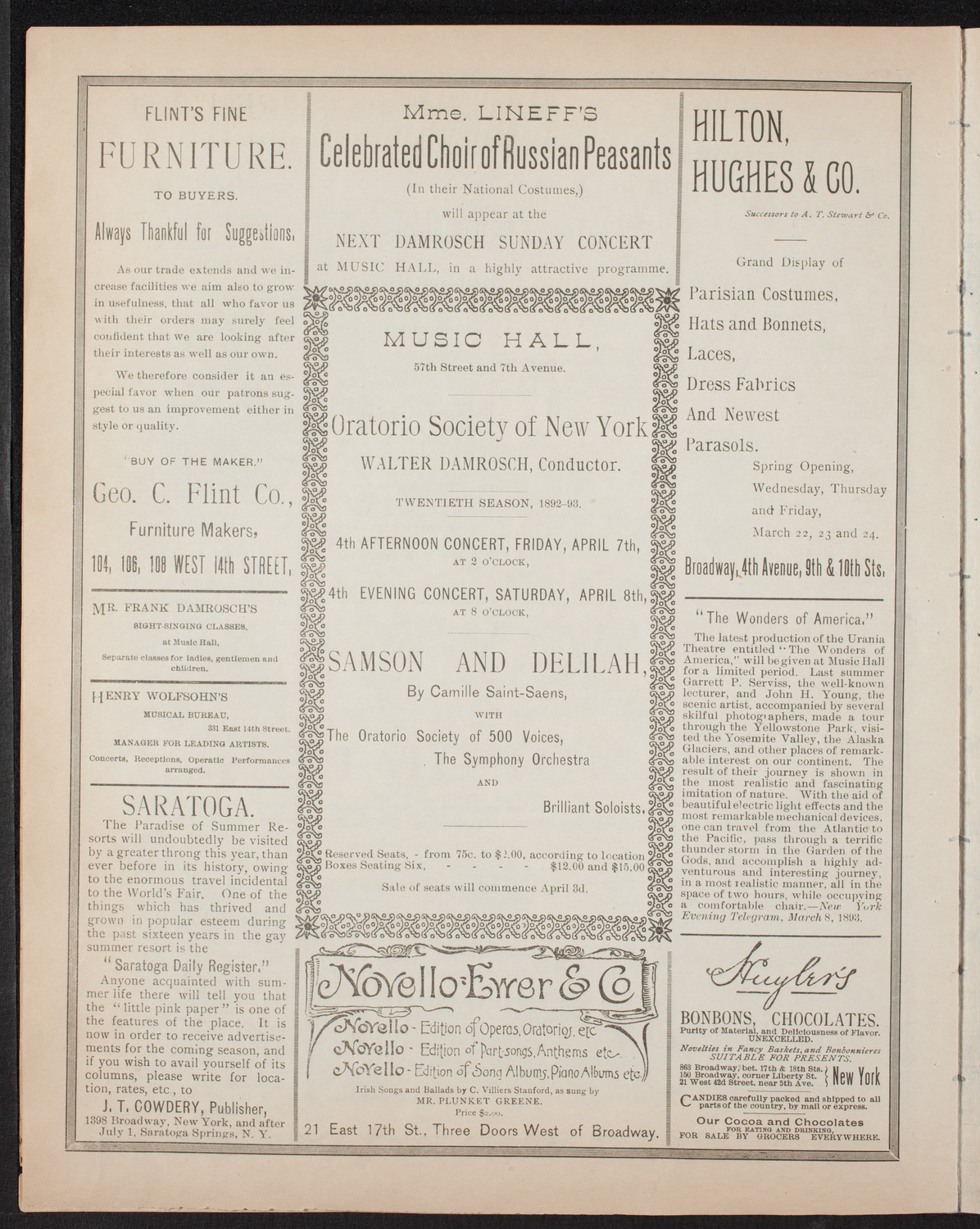 Nordica Operatic Concert Company, March 21, 1893, program page 6