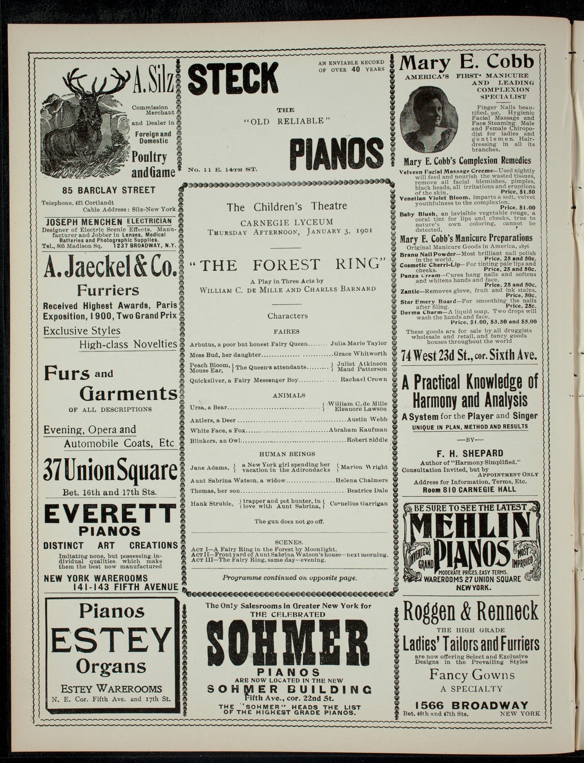 The Children's Theatre, January 3, 1901, program page 2