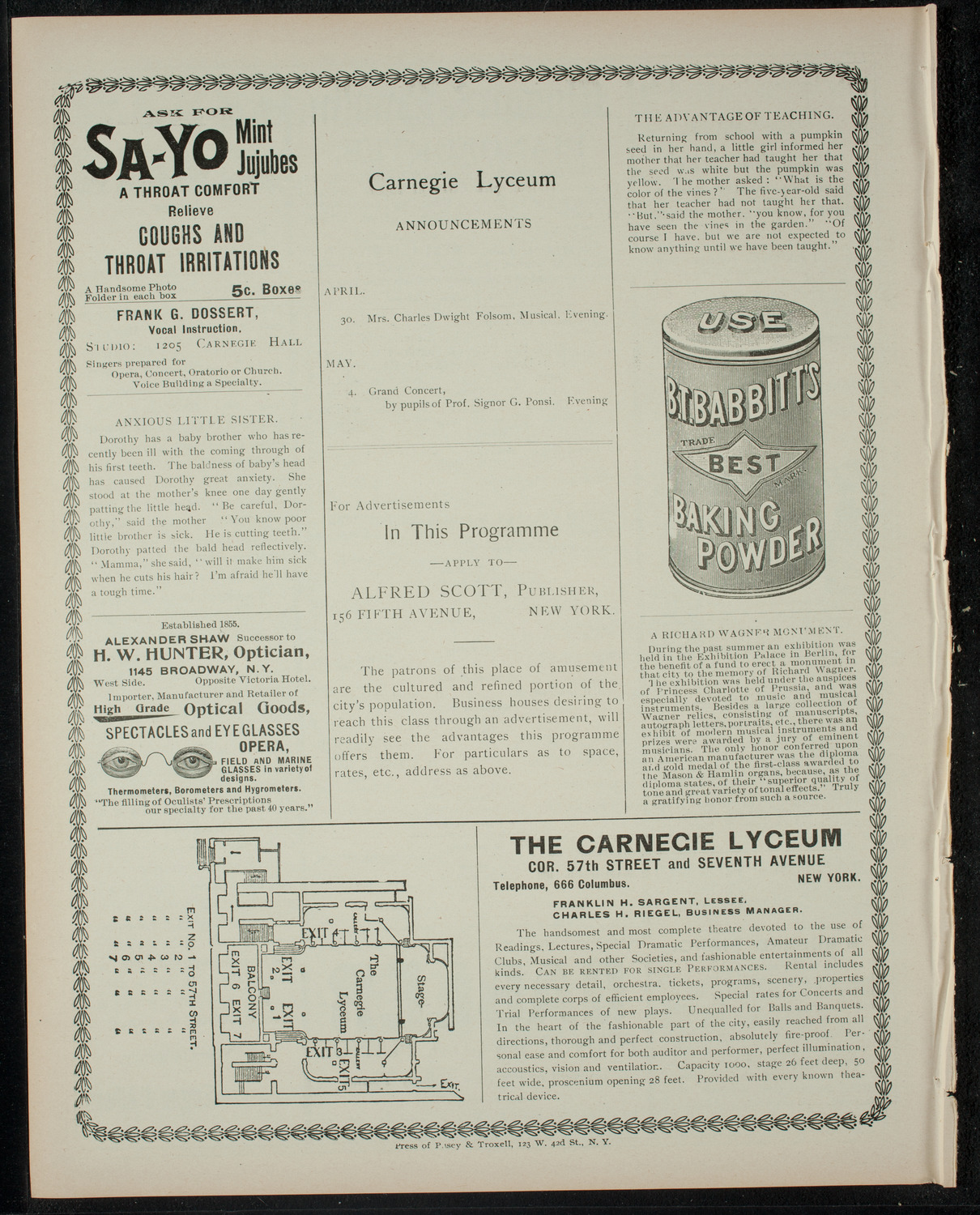 Concert by the Union College Musical Association, April 28, 1900, program page 4